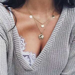Boho Festival Layered Gold Chain Necklace Astrology Earth Minimalist Simple